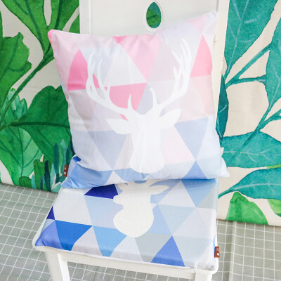 

Yuanyuan Nordic wind cotton pillow car back office lumbar pillow Bay window cushion geometry deer pink core