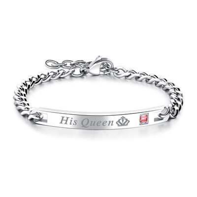 

316l Stainless Steel Bracelets For Women Men Couple Crown Blue Pink CZ Cubic Zirconia Charm Bracelet Valentines Gift OB887