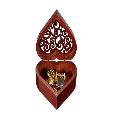 

Heart Shaped Vintage Wood Carved Mechanism Musical Box Wind Up Music Box Gift For ChristmasBirthdayValentines day Melody Castl