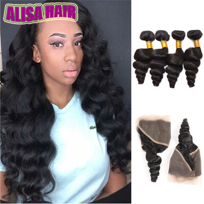 

7A Pre Plucked Lace Frontal Closure Bleached Knots With Baby Hair Can Be Dyed Frontal Ear to Ear Body Loose Deep Wave Frontal With