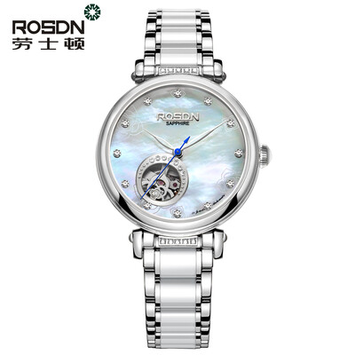 

Женские часы ROSDN Top Brand Роскошные автоматические механические часы Lady Casual Модная керамика Ремешок скелет Наручные часы