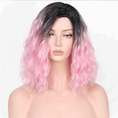 

AISI HAIR Синтетический тень Красный синий розовый парик для черных женщин 14 "Длинная волна воды Ложные волосы