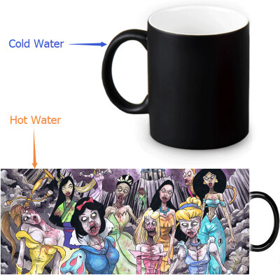 

Zombie Princess 350ml12oz Heat Reveal Mug Color Change Coffee Cup Sensitive Morphing Mugs Magic Mug Milk Tea Cups