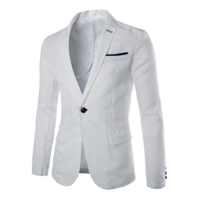 

New Foreign Mens Suit Solid Color Single-Breasted Long Sleeve Suit Simple Style Mens Business Suit Jacket