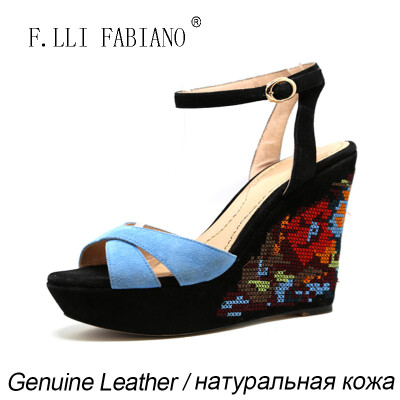 

2015 New Arrival FLLIFABIANO Womens Sandals XD21021 Itaria Style High Heels with Embroidered Flower Frosted High Soft Genuine