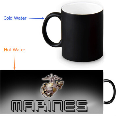 

USMC 350ml/12oz Heat Reveal Mug Color Change Coffee Cup Sensitive Morphing Mugs Magic Mug Milk Tea Cups