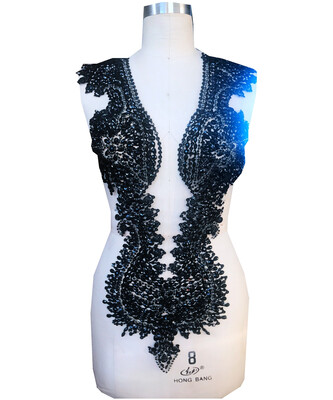 

hand made black sew on Rhinestones applique on mesh crystals patches trimming with stones beads sequins 6743cm for dress