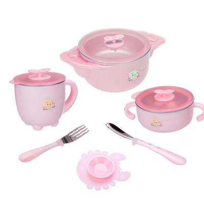 

Small potato childrens tableware baby bowl stainless steel insulation bowl baby newborn food supplement bowl shatter-resistant suction cup bowl baby spoon set
