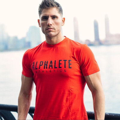 

New Summer Men T-shirt Short Sleeve Cotton Muscle Dr Brothers Print ALPHALETE Fitness T Shirt Skinny Casual Male Tee Top