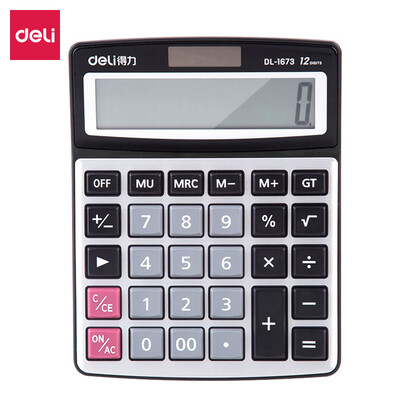 

Deli 1673 financial office transparent button desktop calculator standard version 17213534cm silver