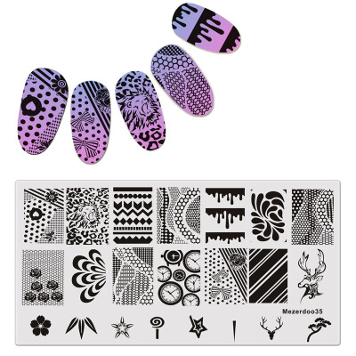 

Animal Theme Rectangle 126cm Nail Art Stamp Template Rose Deer Style Design Image Plate for DIY Nail Art Decoration Mezerdoo 35