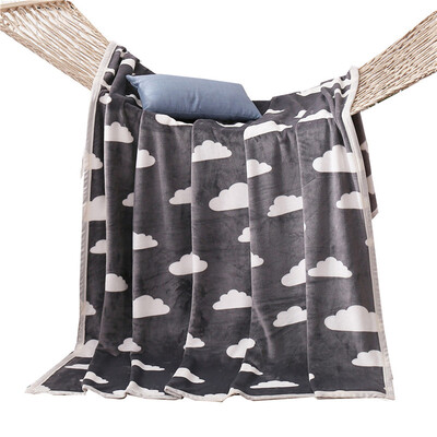 

iDouillet Super Soft 380GSM Micro Plush Fleece Bed Blanket All Seasons White Clauds on Grey Twin Full Queen King Size