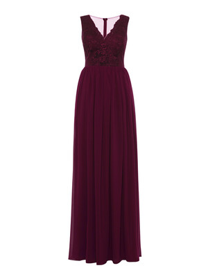 

CAZDZY V Neck Lace Appliques A Line Evening Dress