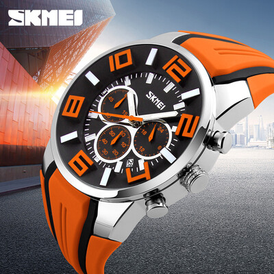 

SKMEI 9128 Mannen Quartz Horloges Fashion Sport Stoppen Horloge Auto Datum 30 M Waterdicht Klokken Relogio Masculino Mannelijke Me