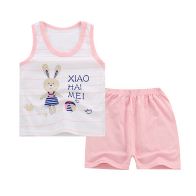 

Summer Baby Clothing Set Cartoon Boys Girls Children Clothes Set Sport Infant Kid Suits Tracksuits Cotton Vest Pants