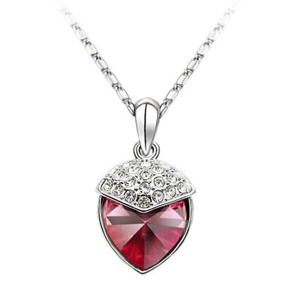 

High Quality Womens Heart Necklaces Jewelry 18KGP Austrian Crystal Rhinestone Necklace Pendant Exquisite Accessories 39