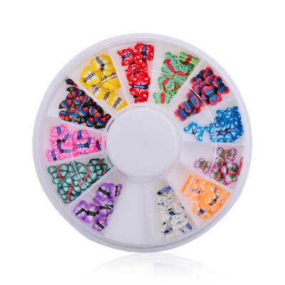 

1 Wheel Nail Art Tip Fimo Decoration Slice Color Polymer Slice Butterfly Soft Ceramic Nail Design Ceramic Nail Art Decorations