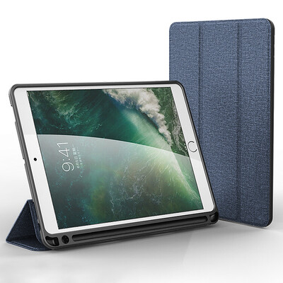 

Biaz BIAZE Apple 20182017 new iPadAir21 flat case cover all-inclusive drop-hibernate leather case with pen slot fabric series PB50-gray