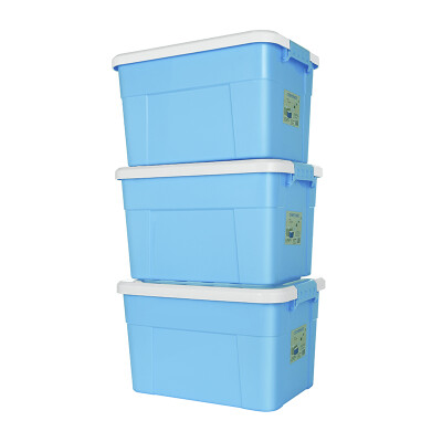 

AILEA storage box plastic storage box large car storage box clothing storage box moving packaging box 45L 3 loaded macaron blue Z1252