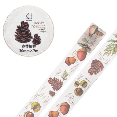 

Kinbor hand book&paper tape 30mm7m hand book sticker plant decorative tape forest mushroom DTB64275