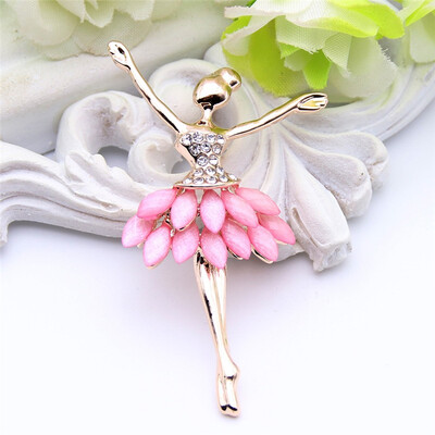 

Мода женщин балерина девушка Брошь Pin смолы Rhinestone Dancer ювелирные изделия золото цвета Вальс танцевальные броши Броши штыри
