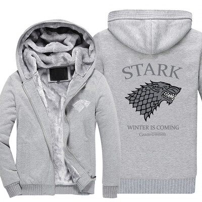 

2018 New USA size Wave scales Game of Thrones Direwolf Ghost House of Stark Winter is Coming Jacket Sweatshirts Thicken Hoodie Zip