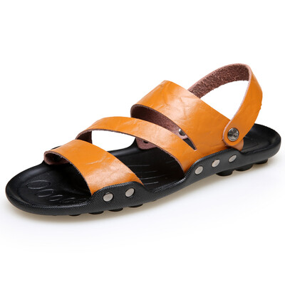 

2018 Summer New Style Fashion Leather Sandals Slip Plus Size Sandals&Slippers Beach Shoes