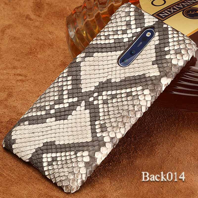 

Genuine Leather Phone Case For Nokia 6 8 Case Natural Python Skin All handmade Back Cover