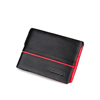 

PKoune® New leather mens wallet change folder Korean genuine leather men wallet coin pocket short leather purse card holder