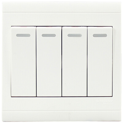 

Schneider switch socket switch panel four open dual control switch with fluorescent indicator A5 shiny series white
