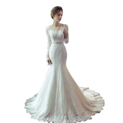 

Full Lace Long Sleeves Fishtail Wedding Dress