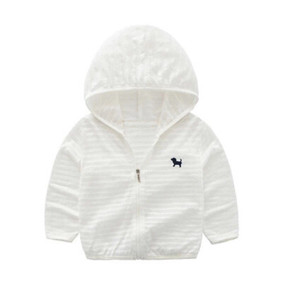 

Kids Clothes Boys Girls Hooded Jacket Sun Protective Clothing Children Stripe Embroidery Thin Shirt Zipper Coat Summer Outerwear