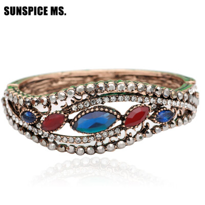 

Элегантный браслет браслет ювелирные изделия Турецкий Vintage Rhinestone Bangle Cuff Women Antique Gold Цвет Мода Этнические сваде