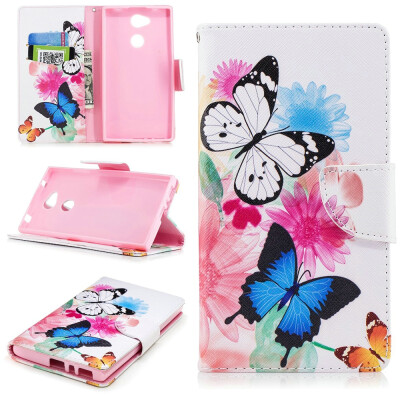 

BEFOSPEY Painting PU LeatherSoft TPU Card Slot Stand Wallet Case For Sony Xperia L255"2018