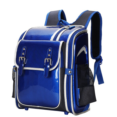 

Xiao Yang YANG primary school students reduce the burden of the mirror mirror leather childrens school bag boy backpack Y2643 sapphire blue