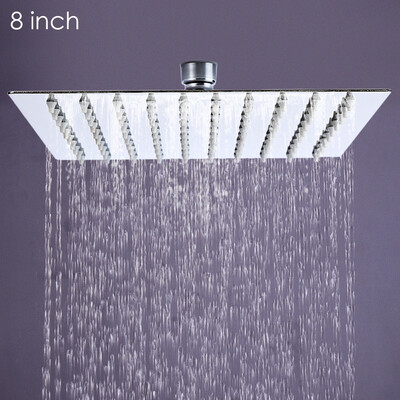 

8 inch Ultra-thin Square Stainless Steel Rainfall Shower Head Top Shower