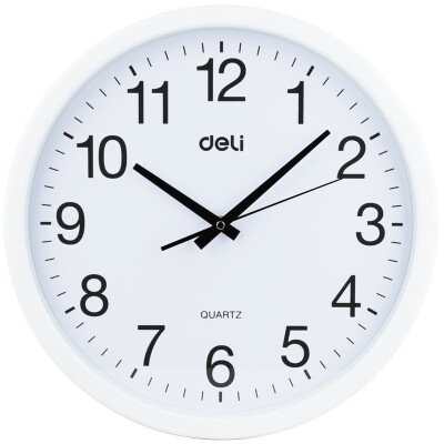 

Deli) 8948 fashion bright color office home wall clock three-dimensional digital clock round circle φ33cm (white