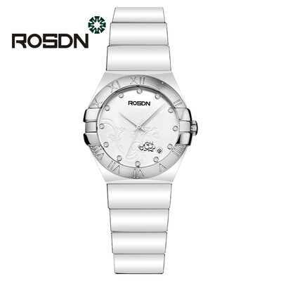 

ROSDN Top Brand Luxury Women Watches Ceramic wrist watch Fashion Rhinestone Quartz Watch Girls Fashion Watches