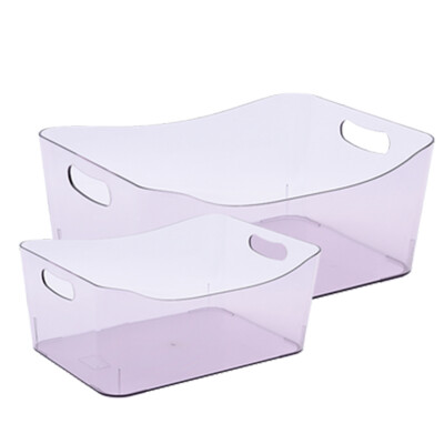 

NetEase carefully selected 2 pieces PS storage basket desktop cosmetics bathroom desk storage transparent purple 2 pieces