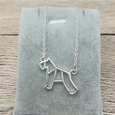 

New Origami Miniature Schnauzer Necklace Schnauzer Charm Female Male Gift Necklace Fashion Women Jewellery Geometric Jewellery