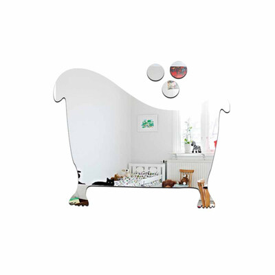 

4pcslot DIY Bathtub shape mirror sticker 20mm bathroom sign acrylic mirror wall sticker 3D mirror wall sticker