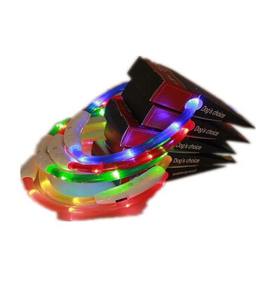 

LED Dog Collar USB Charging Adjustable Rechargeable Night Flashing Luminous Dog Collars Plastic Solid Neck Collar for Dogs