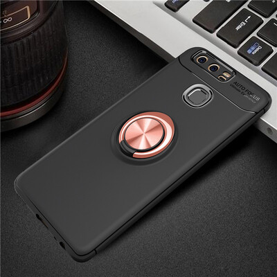 

Huawei P9 Luxury Metal Ring Magnetic Bracket Shockproof Cooling TPU Phone Case