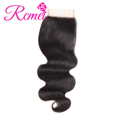 

Rcmei 8A Virgin Hair Brazilian Body Wave Closure Hair Brazilian Lace Closure Middle Free Three Part Malaysian Lace Closure 44 inc