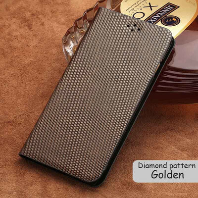 

Genuine Leather flip Case For Samsung S6 S7 S8 Plus Note 8 Diamond texture Business style phone cover