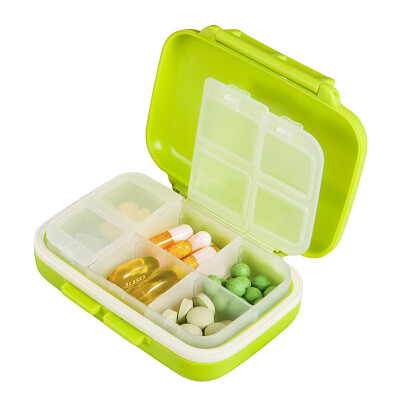 

Vilscijon Pillbox Portable Weekly Pillbox Carrying Separate Pill Box Dispensing Box Sealing Mini Pill Six Box Apple Green 8225