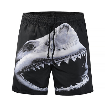 

Summer new mens casual quick-drying pants shark 3D printing beach pants street fashion brand mens pants