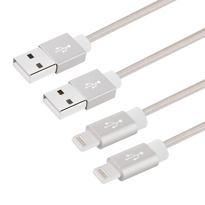 

Для зарядного устройства iPhone 2Pack 1 м (2x 3,3 фута) Премиум для USB-кабеля 8-контактный нейлоновый плетеный зарядный кабель