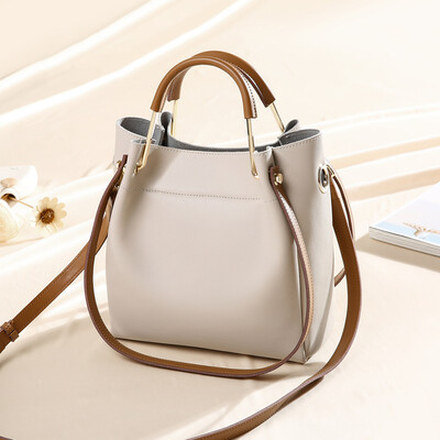 

Viney leather handbag Korean version of the handbag wild shoulder bucket bag large capacity Messenger bag black