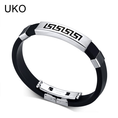 

UKO The Great Wall Stainless Steel Bracelet Men Bracelet Silicone Gothic Punk Rock Bracelets & Bangles for Men Daily Jewelry